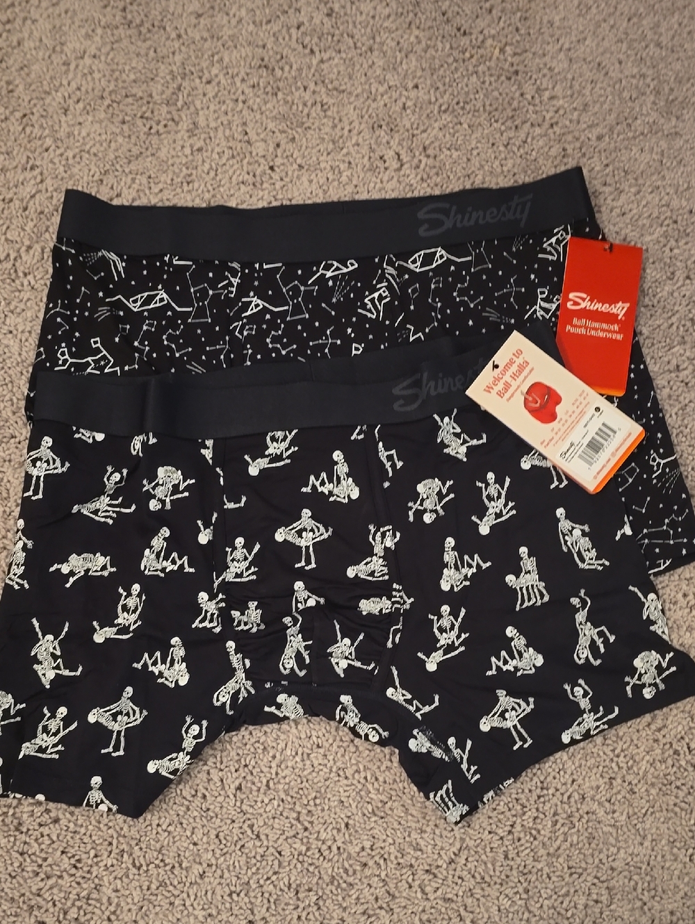 Shinesty Men’s Black Skeleton Print Boxer Briefs - 2 Pack